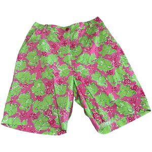 Key West | Pink & Green Adorable Elephant Print | Bermuda Short | Size 8
